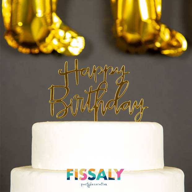 Fissaly® 45 Stuks Gouden Verjaardag Decoratie Versiering met Ballonnen – Happy Birthday Party Goud – Feest - Helium