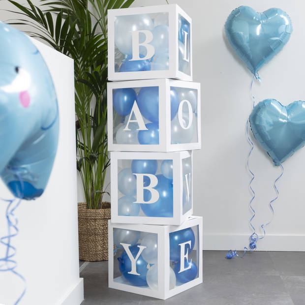 Fissaly® 58 Stuks Babyshower Jongen & Gender Reveal Versiering Dozen – Baby Boy – Mommy to Be Party - Ballonnen Pakket
