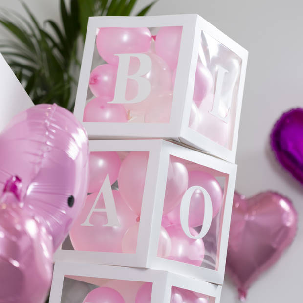 Fissaly® 58 Stuks Babyshower Meisje & Gender Reveal Versiering Dozen – Baby Girl – Mommy to Be Party - Ballonnen Pakket
