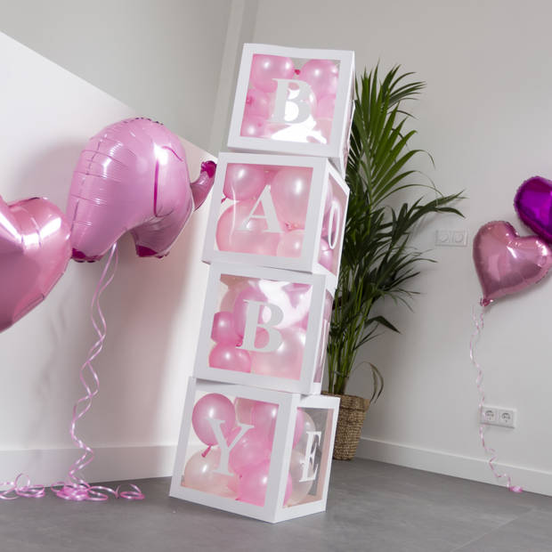 Fissaly® 58 Stuks Babyshower Meisje & Gender Reveal Versiering Dozen – Baby Girl – Mommy to Be Party - Ballonnen Pakket