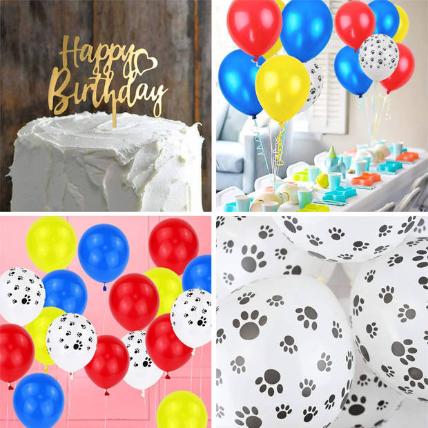 Fissaly® 77 Stuks Honden Thema Verjaardag Versiering – Inclusief Dog Paw Ballonnen & Accessoires – Patrol Decoratie