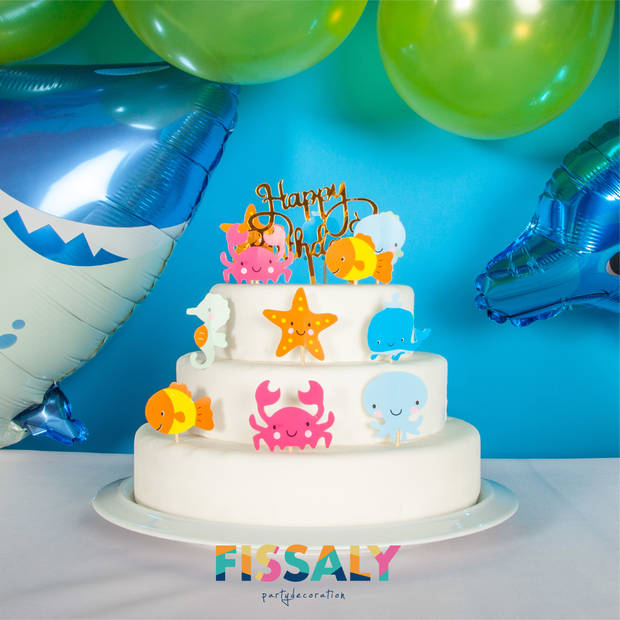 Fissaly® 88 Stuks Zee Verjaardag Versiering Set – Oceaan Vissen Feest Decoratie – Maritieme Verjaardag Feestversiering