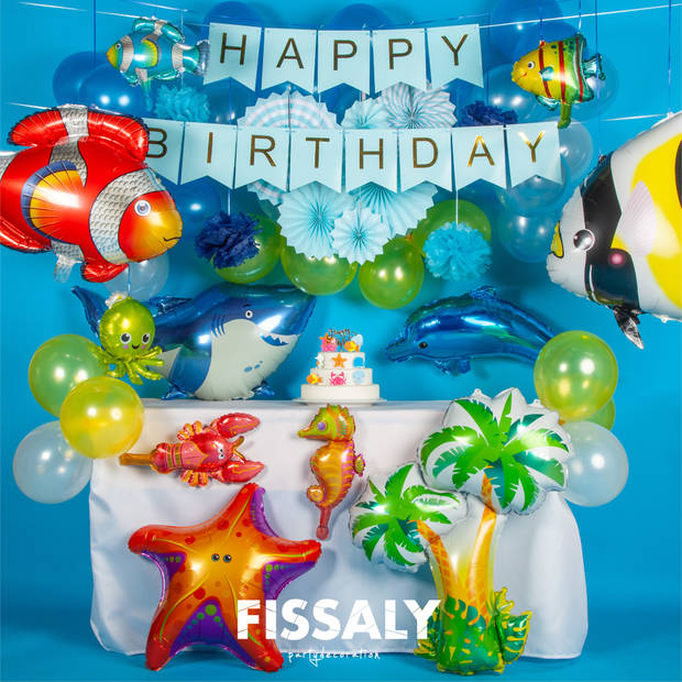 Fissaly® 88 Stuks Zee Verjaardag Versiering Set – Oceaan Vissen Feest Decoratie – Maritieme Verjaardag Feestversiering