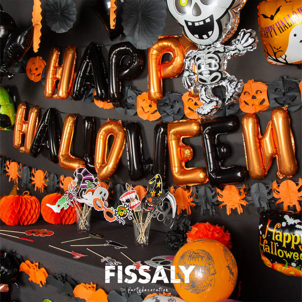 Fissaly® 89 Stuks Halloween Decoratie Set – Griezelige Feest Versiering met Slingers & Ballonnen - Feestversiering