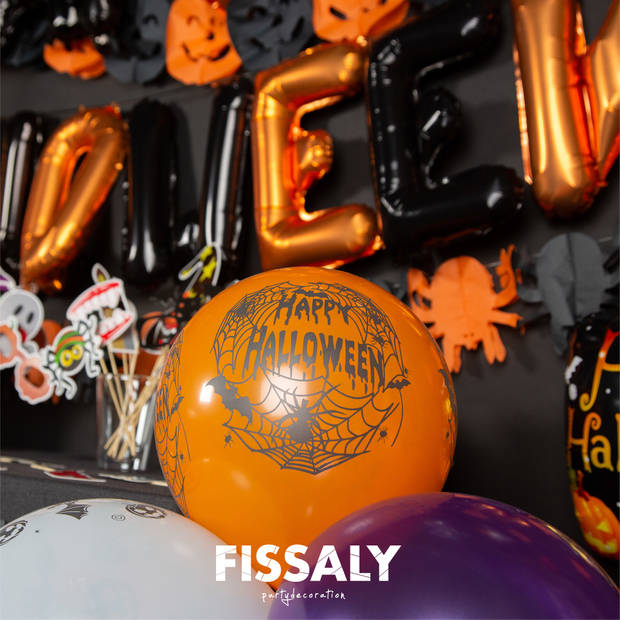 Fissaly® 89 Stuks Halloween Decoratie Set – Griezelige Feest Versiering met Slingers & Ballonnen - Feestversiering