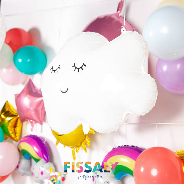 Fissaly® 73 Stuks Regenboog Wolken Decoratie Set – Feest Versiering met Pastel Ballonnen – Feestdecoratie Verjaardag