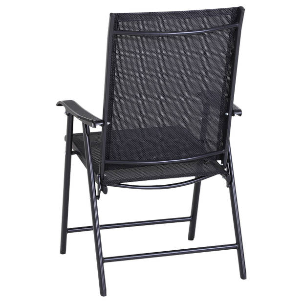 2x Tuinstoel met armleuning - Campingstoel - Tuin stoel - Klapstoel - Set van twee - zwart