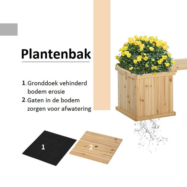 Tuinbank met 2 plantenbakken - Bankje - Zitbank - Bloembakken voor buiten - 176 cm x 38 cm x 40 cm