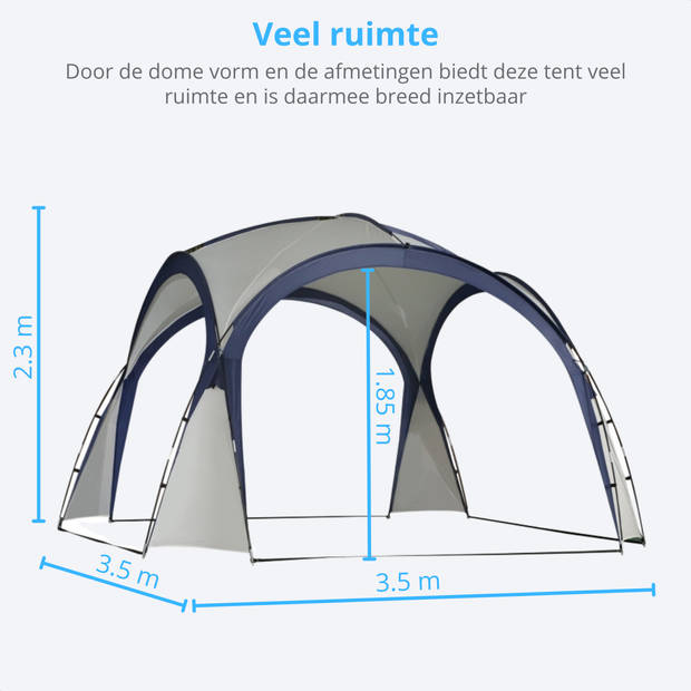 Partytent - Tuinpaviljoen - Paviljoen - 3,5 x 3,5 m - Cremewit - Tent - Shelter - Dome - Event shelter