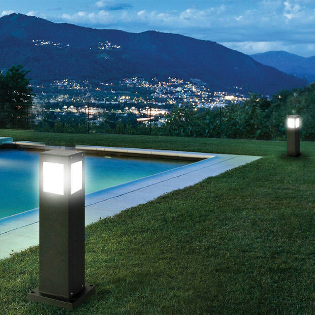 LED Tuinverlichting - Staande Buitenlamp - Kavy 5 - E27 Fitting - Vierkant - Aluminium - Philips - CorePro Lustre 827