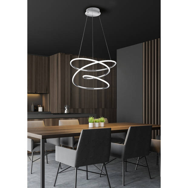 LED Hanglamp - Hangverlichting - Trion Bilona - 36W - Natuurlijk Wit 4000K - Dimbaar - Rond - Glans Chroom - Aluminium