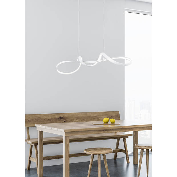 LED Hanglamp - Hangverlichting - Trion Peruino - 37W - Natuurlijk Wit 4000K - Dimbaar - Rond - Mat Wit - Aluminium