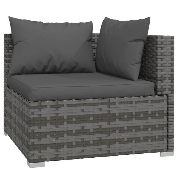 vidaXL 11-delige Loungeset met kussens poly rattan grijs