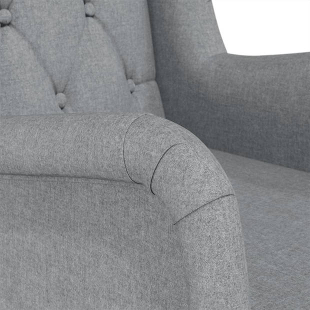 vidaXL Fauteuil met massief rubberwood schommelpoten stof lichtgrijs