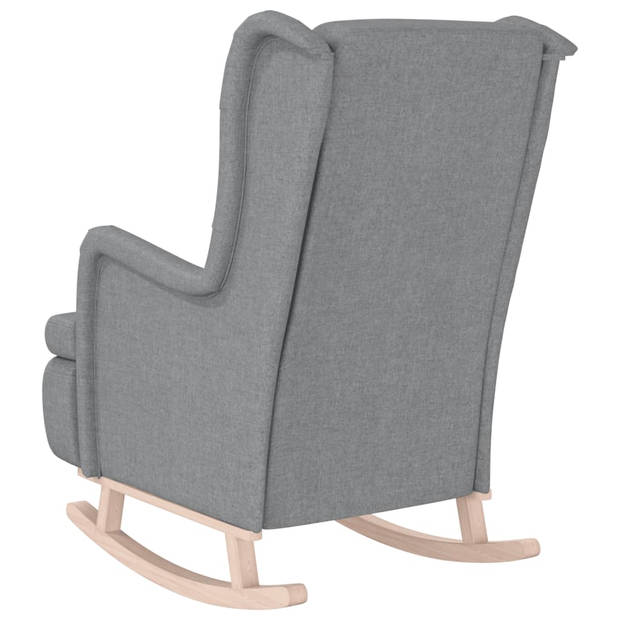 vidaXL Fauteuil met massief rubberwood schommelpoten stof lichtgrijs