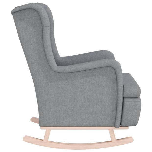 vidaXL Fauteuil met massief rubberwood schommelpoten stof lichtgrijs