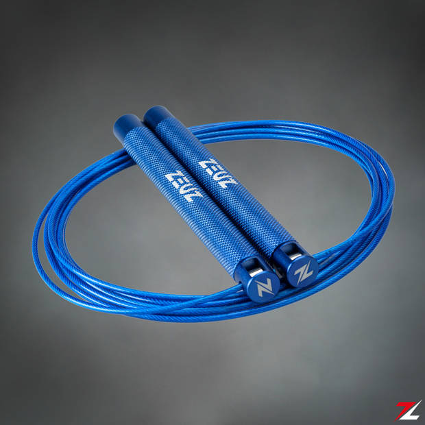 ZEUZ® Professioneel Crossfit & Fitness Springtouw – Verstelbaar – Speed Rope – Volwassenen – Marine Blauw