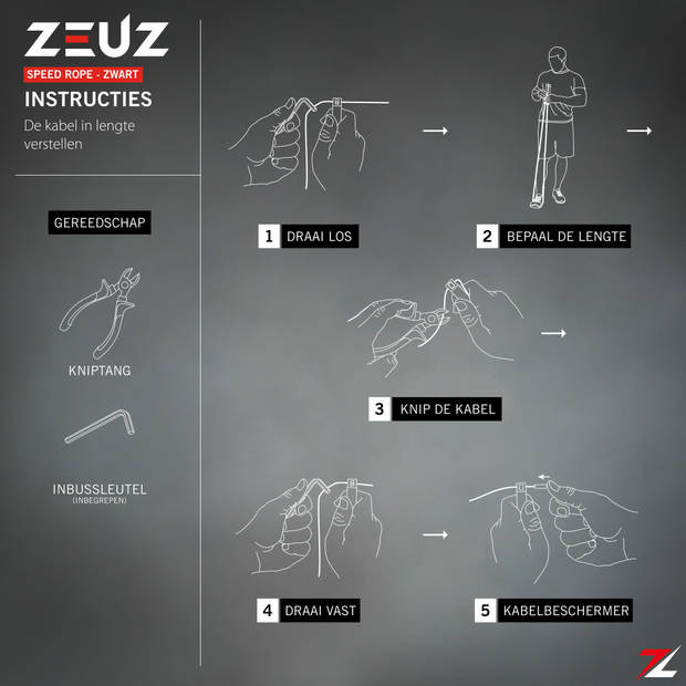 ZEUZ® Professioneel Crossfit & Fitness Springtouw – Verstelbaar – Speed Rope – Volwassenen – Zwart