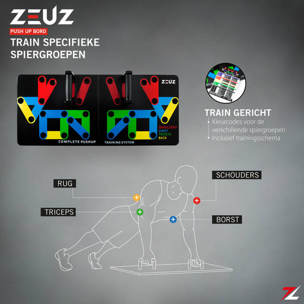 ZEUZ® Professionele 24+ Opties Premium Push up bord voor Thuis Trainen – Rug, Biceps, Triceps, borst & Schouders