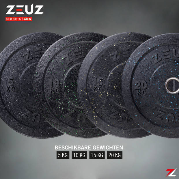 ZEUZ® 1 Stuk Halterschijf 10 KG – Gewichten Set – 10kg Bumper Plates – voor 50 mm Halter – Crossfit & Fitness