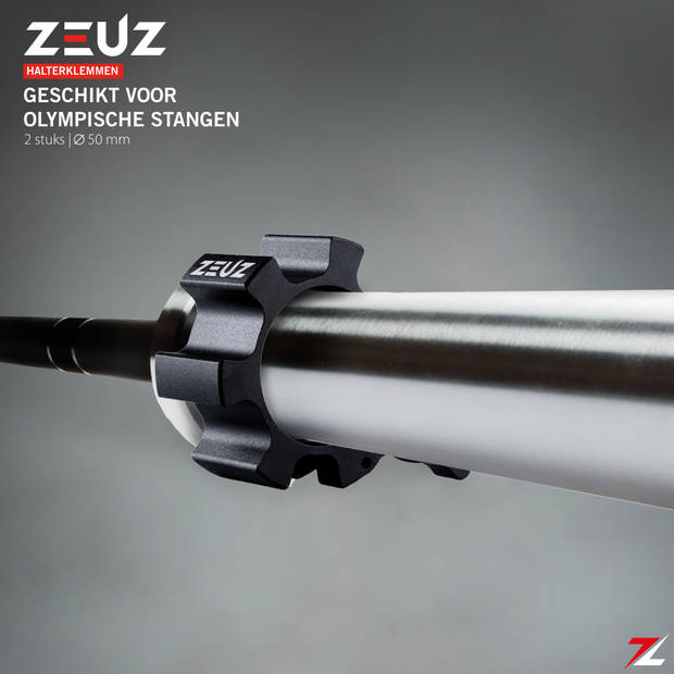 ZEUZ® 2 Stuks Aluminium 50 MM Haltersluiting & Halterklem – Halterstangsluiter – Barbell Lock Jaw – Zwart