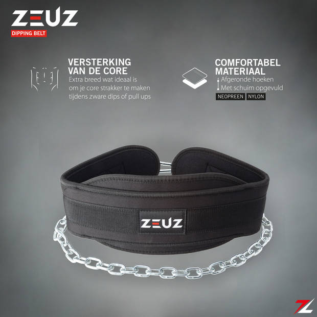 ZEUZ® Dip belt - Dipping Gordel & Gewicht Riem – Fitness, Crossfit & Calisthenics – Zwart