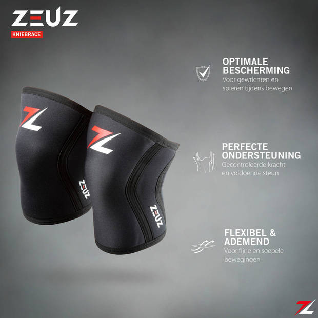 ZEUZ® 2 Stuks Premium Knie Brace voor Fitness, Crossfit & Sporten – Knieband - Braces – 7 mm - Maat M