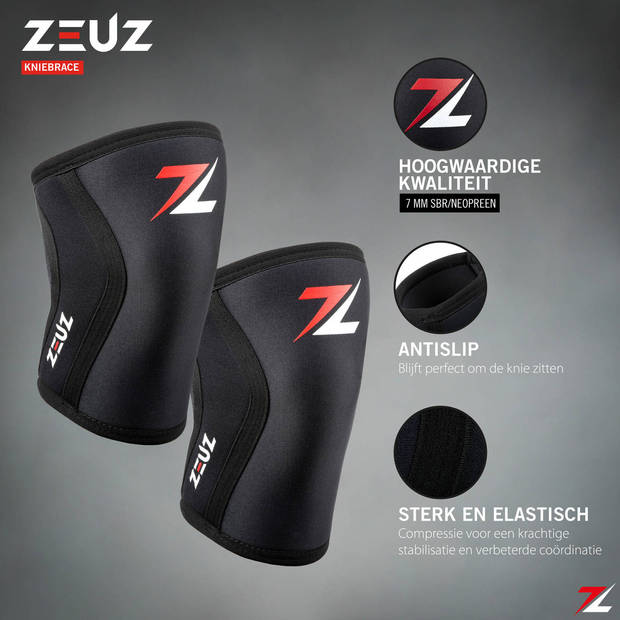 ZEUZ® 2 Stuks Premium Knie Brace voor Fitness, Crossfit & Sporten – Knieband - Braces – 7 mm - Maat XL