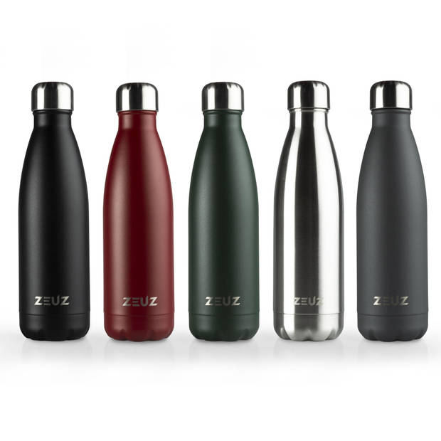 ZEUZ® Premium RVS Thermosfles & Drinkfles - Isoleerfles – Waterfles met Rietje - BPA Vrij – 500 ml - Mat Rood