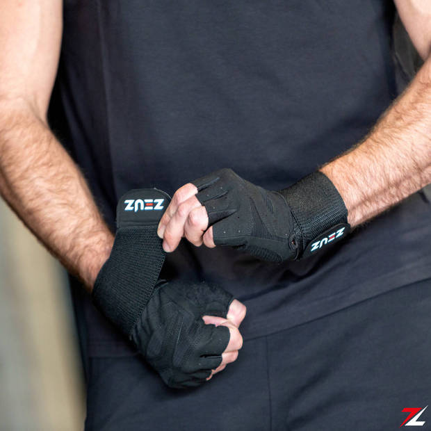 ZEUZ® Sport & Fitness Handschoenen Heren & Dames – Krachttraining Artikelen – Gym & Crossfit Training – Zwart – Maat M