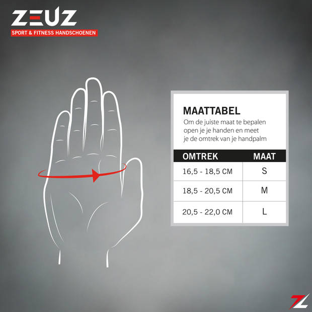 ZEUZ® Sport & Fitness Handschoenen Dames & Heren – Krachttraining –Crossfit Training – Gloves voor meer grip - Maat S