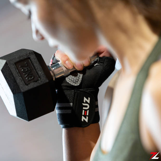 ZEUZ® Sport & Fitness Handschoenen Dames – Krachttraining Artikelen – Gym & Crossfit Training – Roze & Zwart – Maat M