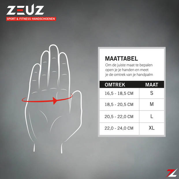ZEUZ® Sport & Fitness Handschoenen Heren & Dames – Krachttraining – Crossfit – Grijs & Zwart – Maat L