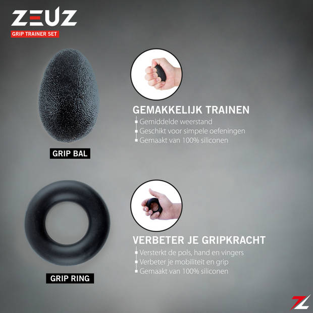 ZEUZ® 5-Delige Fitness Handtrainer Set – Trainer voor Hand, Onderarm, Pols & Vingers