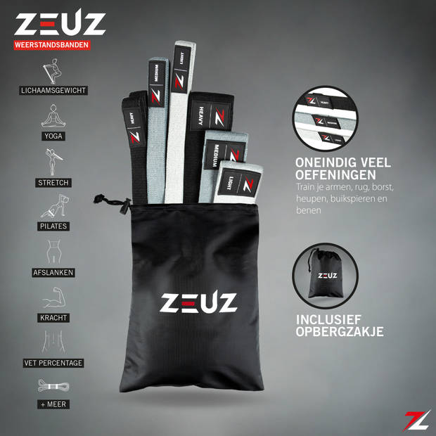 ZEUZ® 6 Stuks Premium Weerstandsbanden Set – Resistance Band – Weerstand Fitness Elastiek - Power Stretch Band