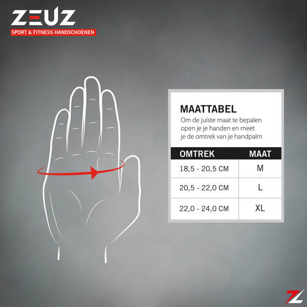 ZEUZ® Sport & Fitness Handschoenen Heren & Dames - Krachttraining – Crossfit Gloves - Grijs & Zwart - Maat L