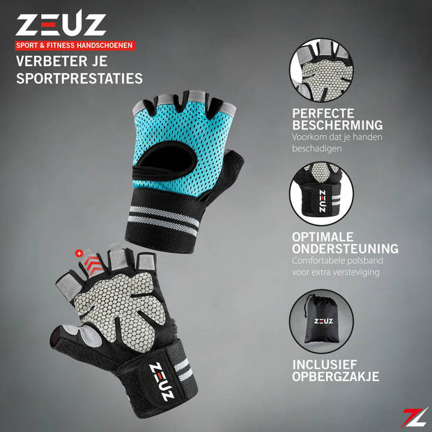 ZEUZ® Sport & Fitness Handschoenen Dames & Heren – Krachttraining– Gym & Crossfit Training - Maat L