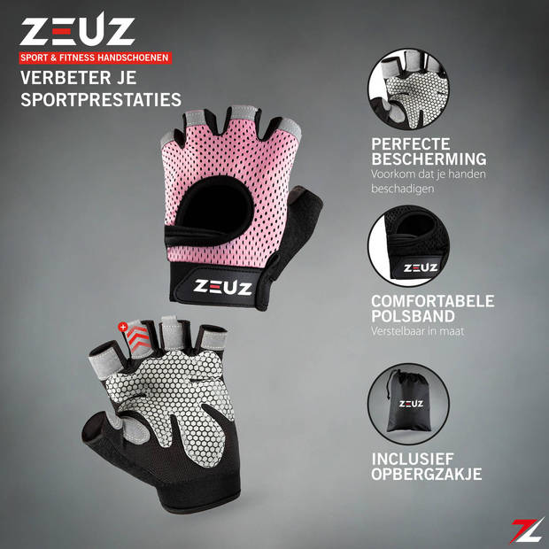 ZEUZ® Sport & Fitness Handschoenen Dames – Krachttraining Artikelen – Gym & Crossfit Training - Maat L