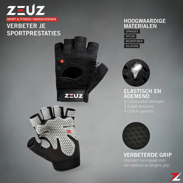 ZEUZ® Sport & Fitness Handschoenen Dames & Heren – Krachttraining – Crossfit Training – Gloves voor meer grip - Maat XL