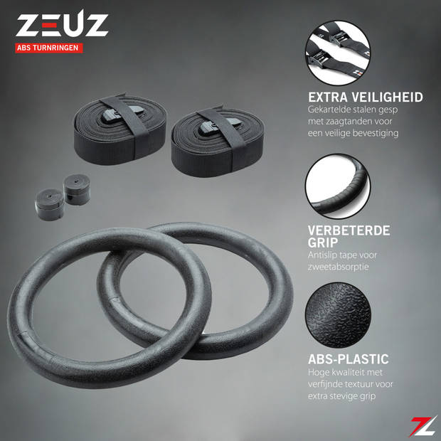 ZEUZ® ABS Turnringen voor Fitness, Crossfit & Calisthenics – Gymnastiek Ringen – Krachttraining