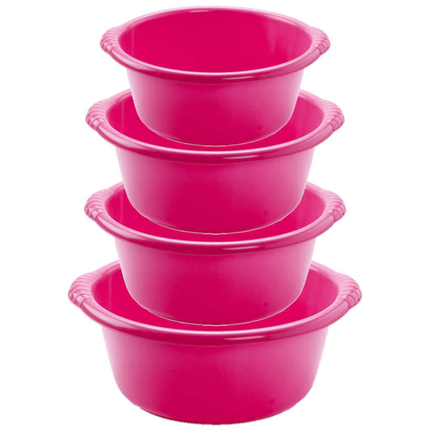 Voordeelset multi-functionele kunststof teiltjes roze in 4-formaten - Afwasbak