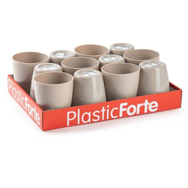 24x Kunststof drinkglazen taupe 400 ml - Drinkglazen