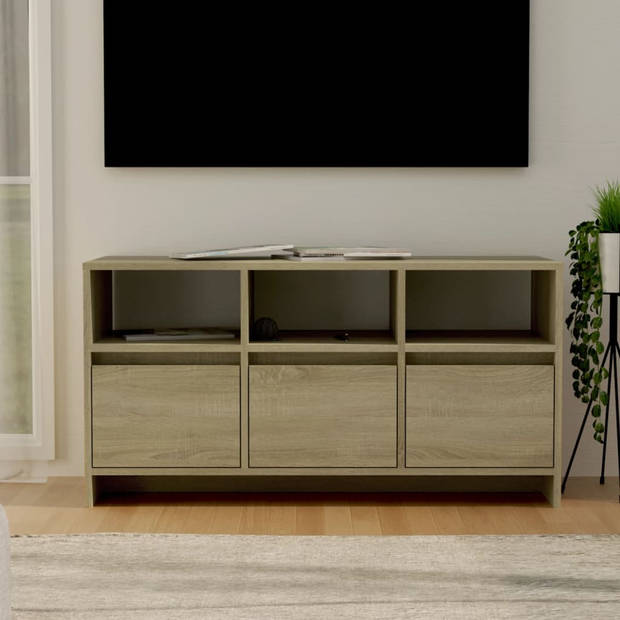 The Living Store Tv-meubel - Sonoma Eiken - 102x37.5x52.5cm - 3 laden en 3 schappen