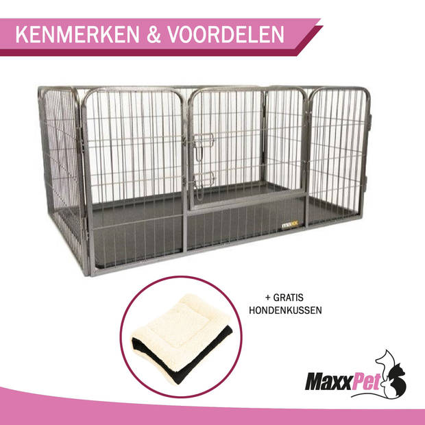MaxxPet Puppyren - Hondenbench - Puppykennel - Hondenren - 125 x 78 x 80 cm - Zwart