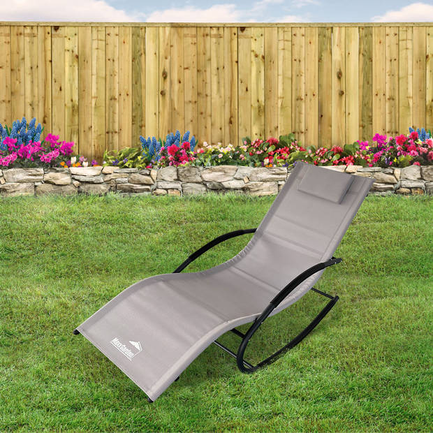MaxxGarden Ligbed - Schommelstoel voor tuin en zwembad - 148x63x85 cm - grijs