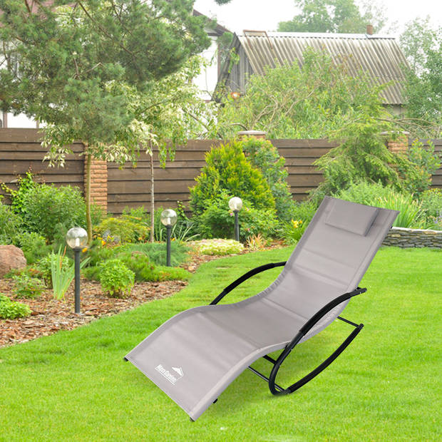MaxxGarden Ligbed - Schommelstoel voor tuin en zwembad - 148x63x85 cm - grijs