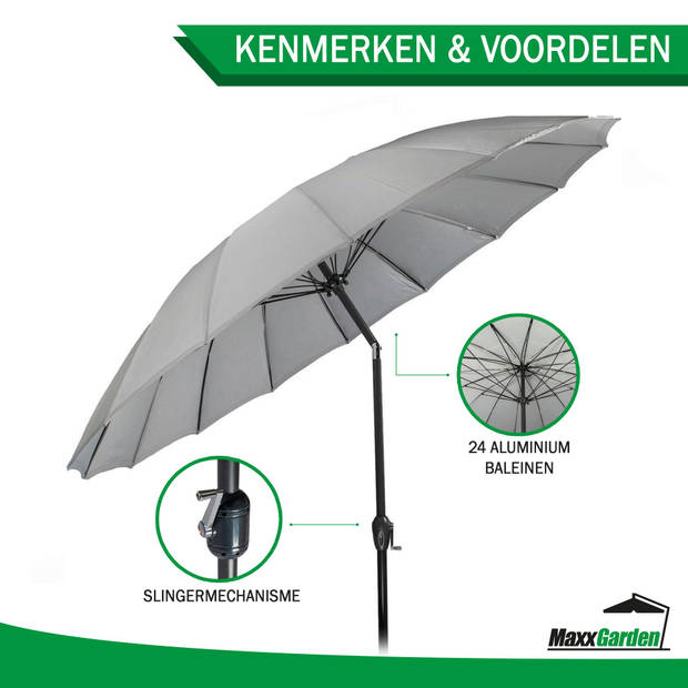 MaxxGarden Shanghai Parasol - Luxe Tuin en Balkon Parasol - 270 cm (antraciet)