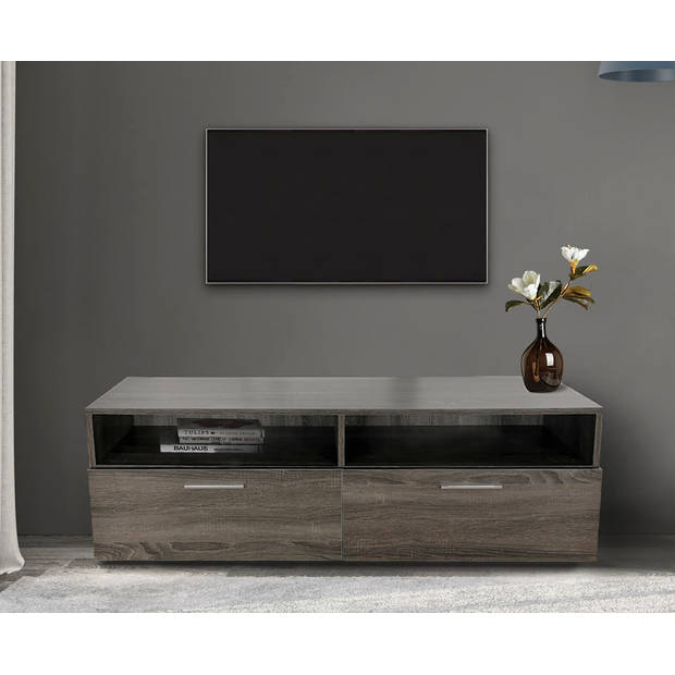 TV meubel kast - dressoir - 120 cm breed - bruin grijskleurig