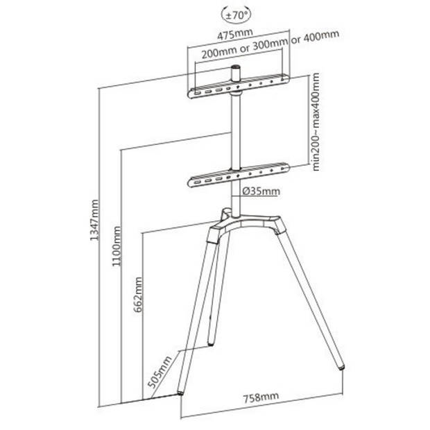 Tv statief standaard schilders ezel design studio - beeldscherm draaibaar - tot 65 inch
