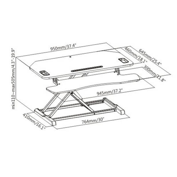 Bureau verhoger zit sta werkplek - ergonomisch hoogte verstelbaar bureau - 95 cm breed